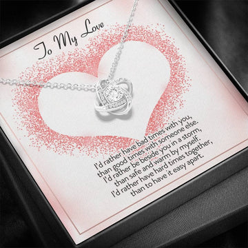 litzzy To My Love - I'D Rather Be Love Knot Necklace - Necklace Gift For Wife, Girlfriend Jewelry Love Knot Necklace STANDARD BOX 