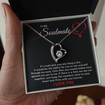 litzzy To My Soulmate - Forever Love Necklace I Love You Gift - Gift for Soulmate For Her For Girlfriends Valentine's Day Jewelry LOVE KNOT NECKLACE 14K WHITE GOLD STANDARD BOX 