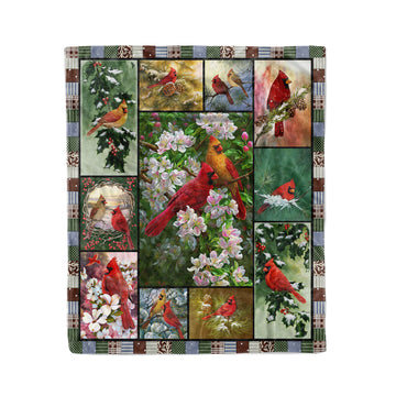 litzzy Cardinal Birds Fleece Blanket HST1910264 Fleece Blanket   
