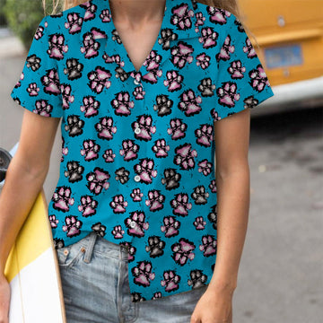 litzzy Hawaiian Hawaiian Shirt Unisex Women Men Couples Matching Friends Funny Family Hawaii Shirt Holiday Gifts For Dog Pet Lovers (plus size available) - Pawprints Pattern TY1904212 Hawaii Shirt   