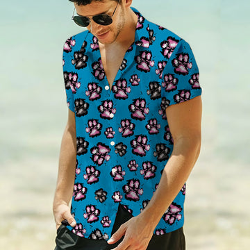 litzzy Hawaiian Hawaiian Shirt Unisex Women Men Couples Matching Friends Funny Family Hawaii Shirt Holiday Gifts For Dog Pet Lovers (plus size available) - Pawprints Pattern TY1904212 Hawaii Shirt   