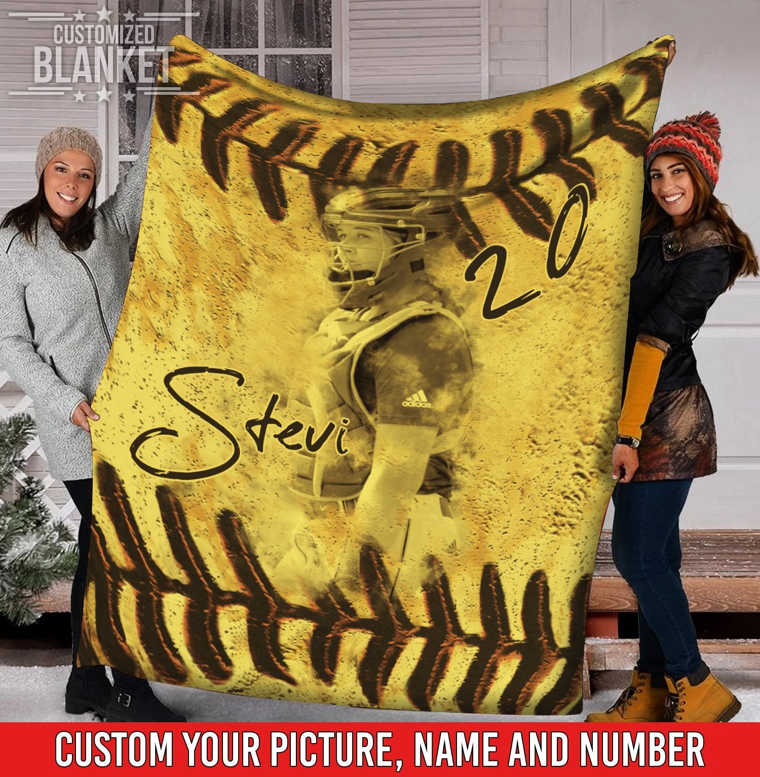 litzzy Personalized Vintage Softball Player Fleece Blanket - Nh0911204 Quilt Blanket 50x60  