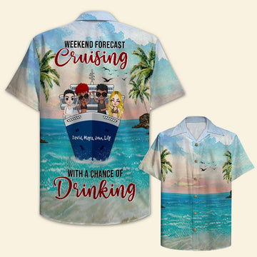 litzzy Personalized Cruising Friends Hawaiian Shirt - Weekend Forecast - Cheers To Friends On Cruise Ship frd2104 Fol8-Vd1 Hawaiian Shirt For Men, Woman, Litzzy Aloha Shirt Hawaiian Shirt   