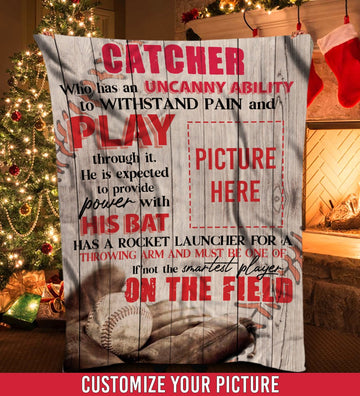 litzzy Personalized Baseball Catcher On The Field Fleece Blanket - Tlnh0312202 Quilt Blanket 50x60  