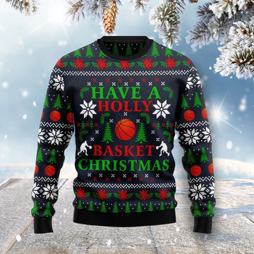 litzzy Holly Basket Basketball Christmas HZ102616 Ugly Christmas Sweater -  Best Gift For Christmas, Noel Malalan - Christmas Signature sweater   