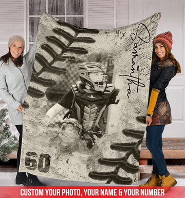 litzzy Personalized Softball Girl Vintage Background - Ri0911203 Quilt Blanket 50x60  