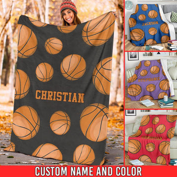 litzzy Collection Personalized Basketball Pattern Fleece Blanket - Nh0911201 Quilt Blanket CUSTOM COLOR 50 X 60 
