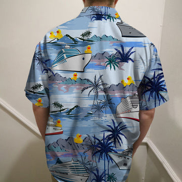 litzzy Personalized Cruising Duck Couple Hawaiian Shirt - Making Waves On The High Seas - Cruise & Palm Treen Pattern Hawaiian Shirt For Men, Woman, Litzzy Aloha Shirt Hawaiian Shirt   