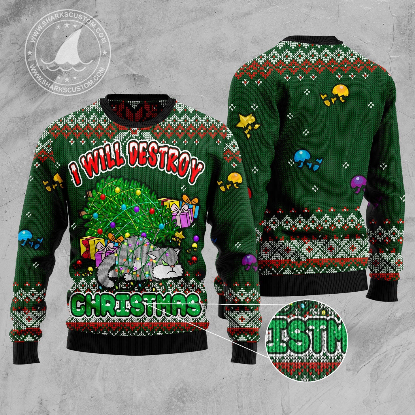 litzzy Funny Cat I Will Destroy Christmas HT100708 Ugly Christmas Sweater -  Best Gift For Christmas, Noel Malalan - Christmas Signature sweater   