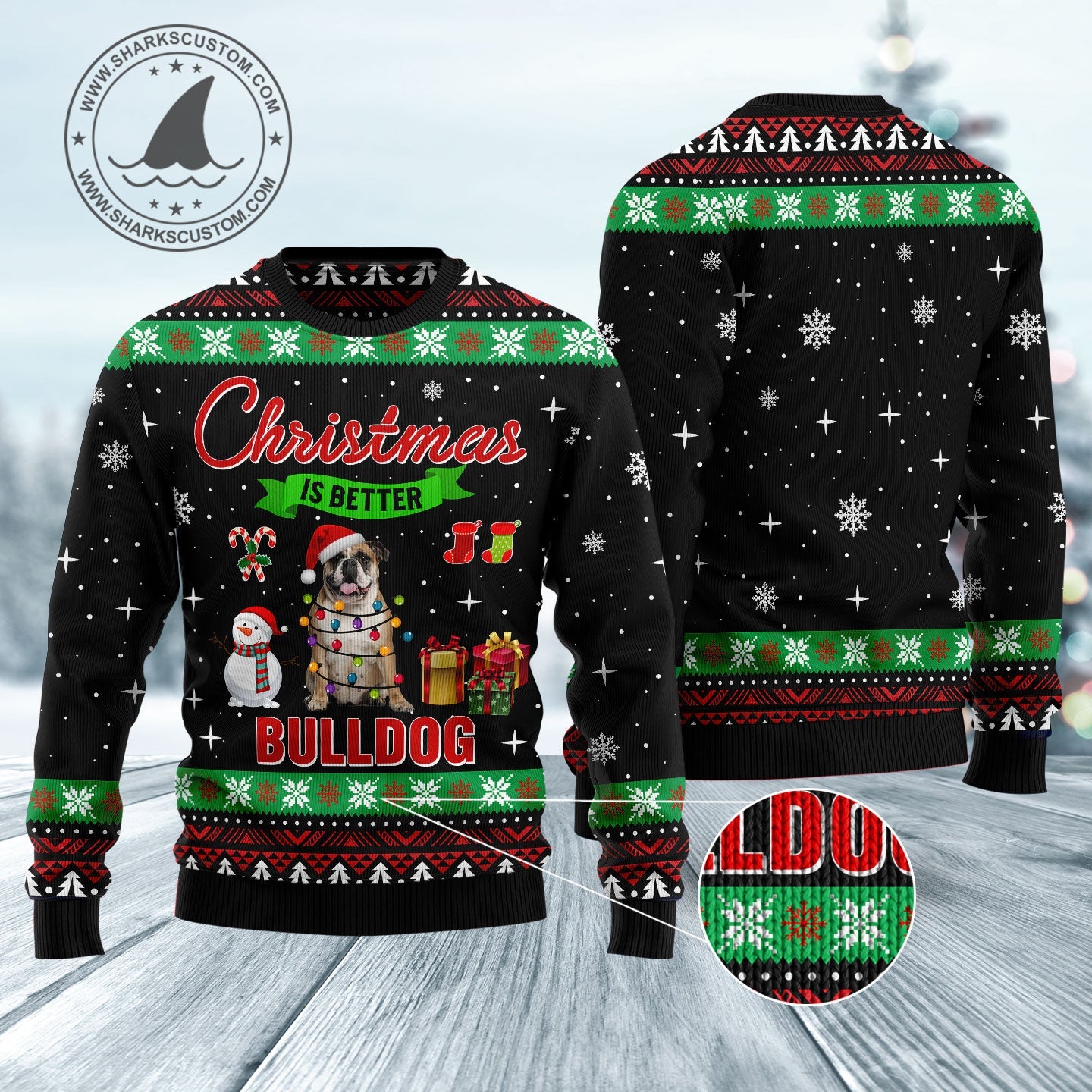 litzzy Christmas is better with Bulldog HT061123 Ugly Christmas Sweater -  Best Gift For Christmas, Noel Malalan - Christmas Signature sweater   