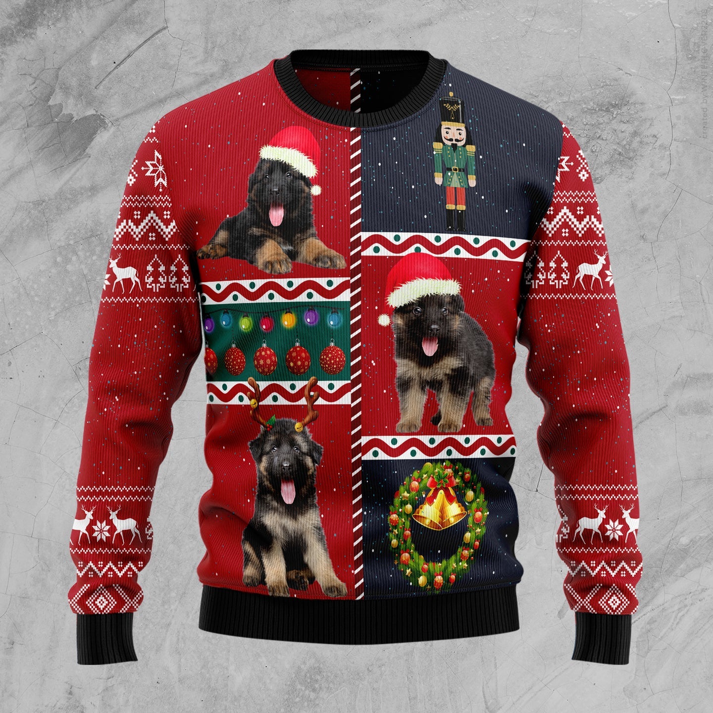 litzzy German Shepherd Vintage D2610 Ugly Christmas Sweater -  Best Gift For Christmas, Noel Malalan - Christmas Signature sweater   