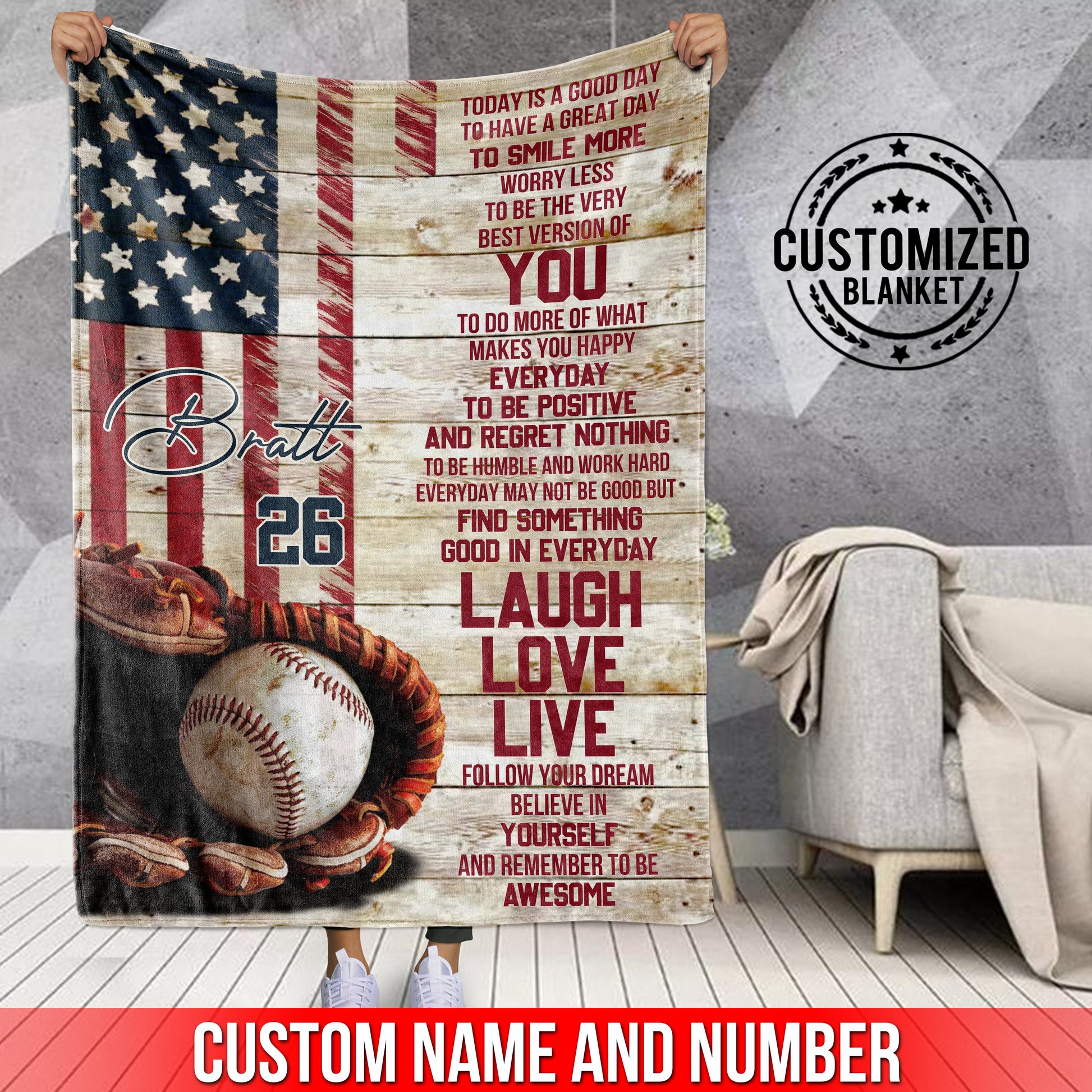 litzzy Personalized Baseball Today Is A Good Day Fleece Blanket - Tlnb1011201 Quilt Blanket   