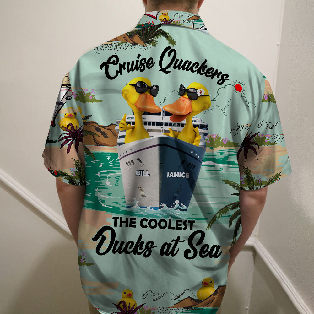 litzzy Personalized Cruising Ducks Hawaiian Shirt - Cruise Quackers The Coolest Ducks At Sea - Palm Cruise Pattern Hawaiian Shirt For Men, Woman, Litzzy Aloha Shirt Hawaiian Shirt   