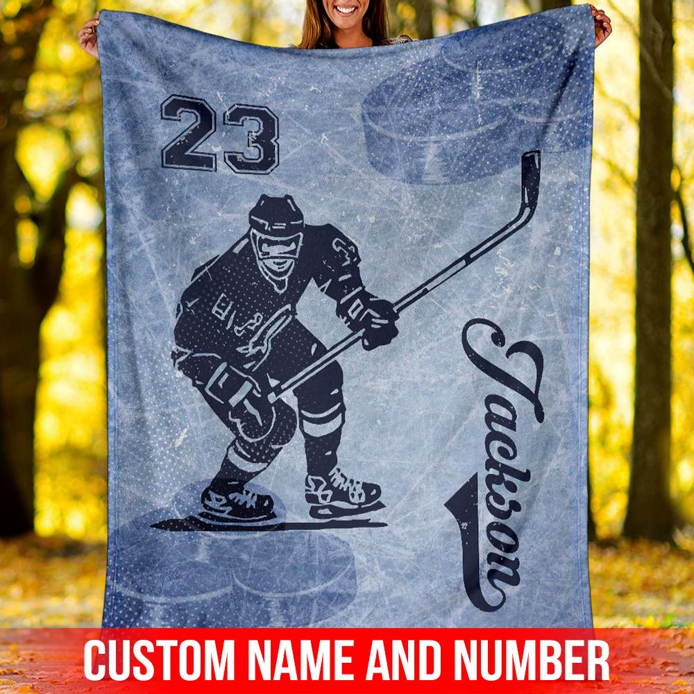 litzzy Personalized Hockey Fleece Blanket - Lath1408206Ki Quilt Blanket   