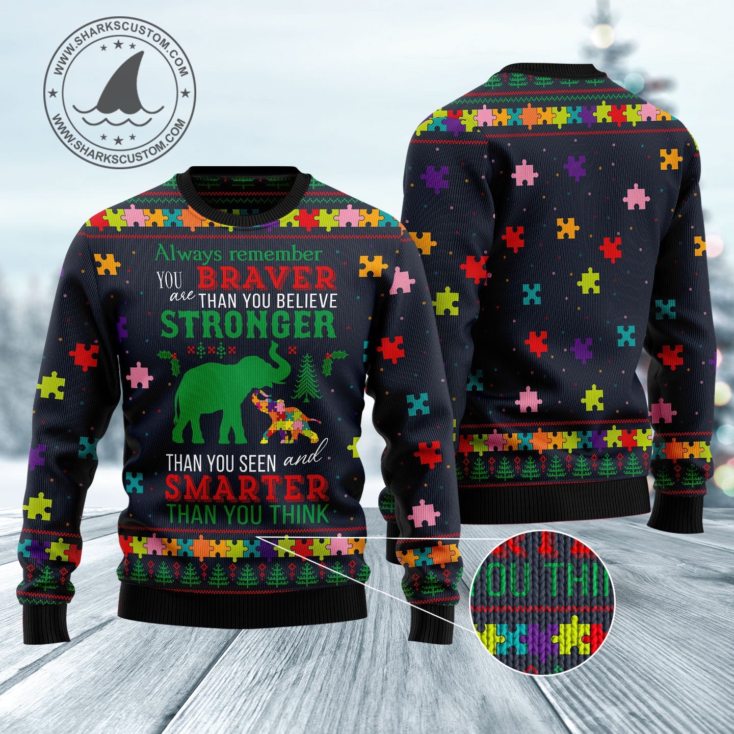 litzzy Elephant Autism Awareness HZ102810 Ugly Christmas Sweater -  Best Gift For Christmas, Noel Malalan - Christmas Signature sweater   