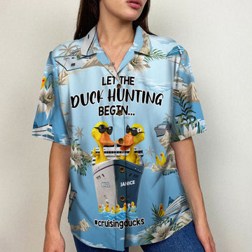 litzzy Personalized Cruising Duck CoupleHawaiian Shirt - Let The Duck Hunting Begin - Floral Pattern Hawaiian Shirt For Men, Woman, Litzzy Aloha Shirt Hawaiian Shirt   