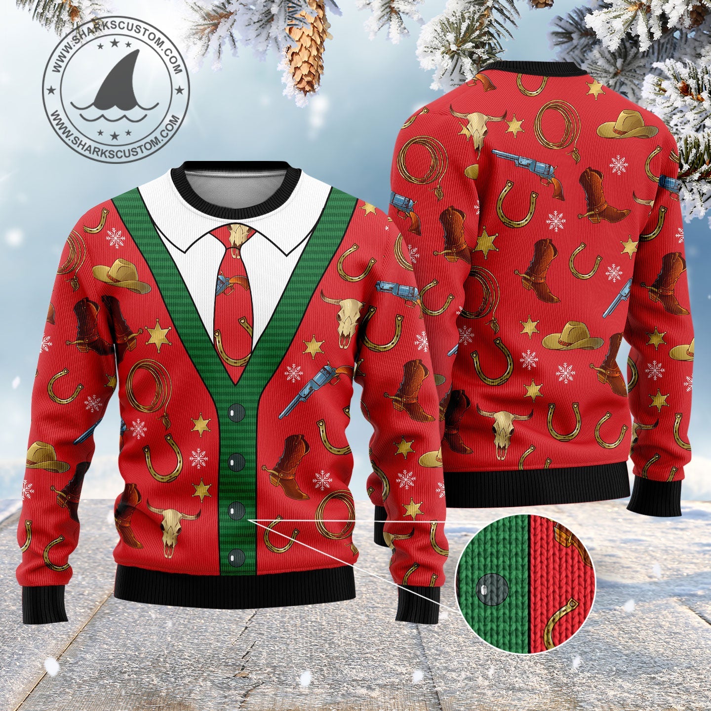 litzzy Cowboy HZ101522 Ugly Christmas Sweater -  Best Gift For Christmas, Noel Malalan - Christmas Signature sweater   