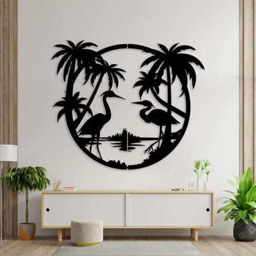 litzzy Crane palm tree- No holes - customer's request - Cut Metal Sign - Custom metal signs - Metal Monogram Sign for Home Decor    
