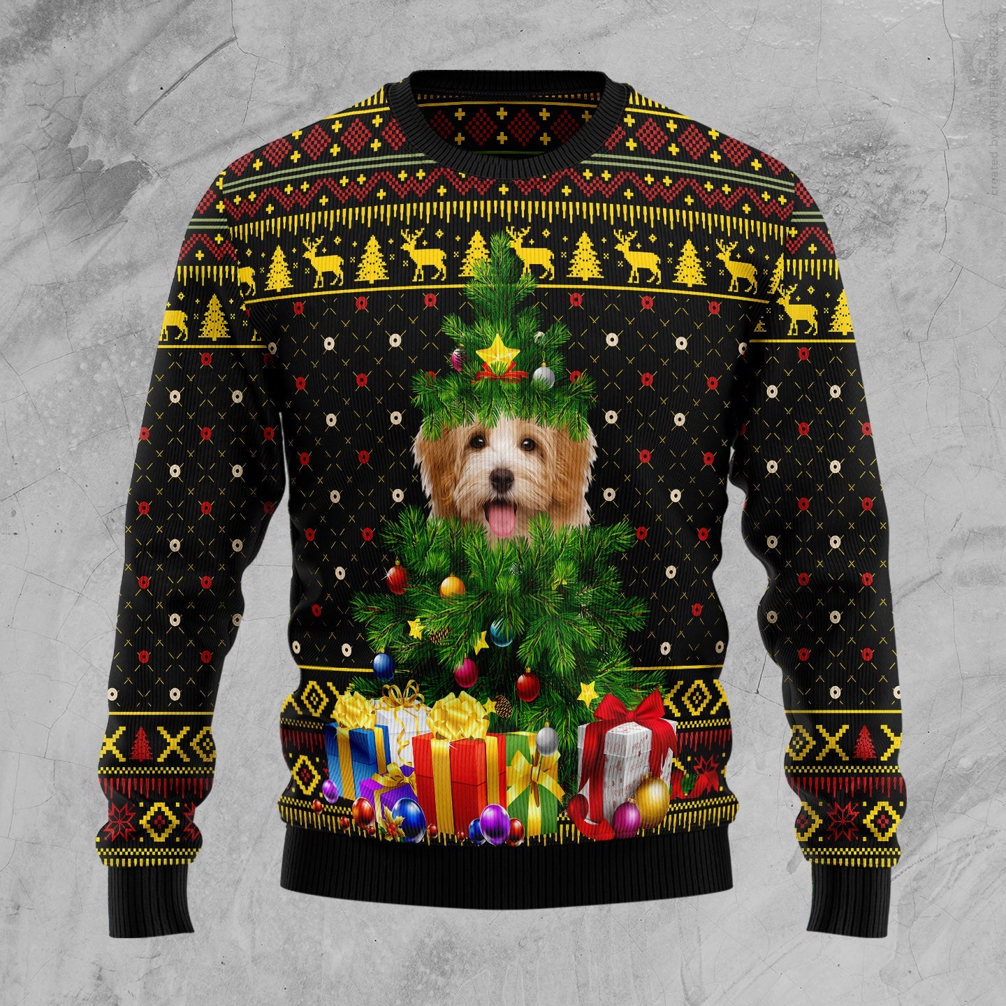 litzzy Goldendoodle Pine D2610 Ugly Christmas Sweater -  Best Gift For Christmas, Noel Malalan - Christmas Signature sweater   
