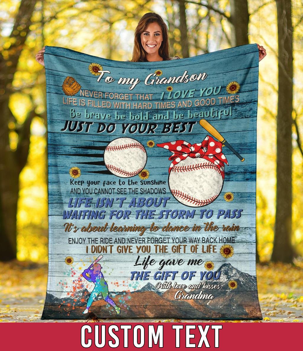 litzzy Baseball To My Grandson Fleece Blanket - Nh0808201Ki Quilt Blanket   