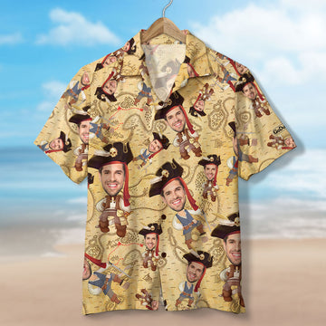 litzzy Custom Pirate Face Hawaiian Shirt and Men Beach Shorts- Summer Gift For Him, Pirate Lover Hawaiian Shirt For Men, Woman, Litzzy Aloha Shirt Hawaiian Shirt   