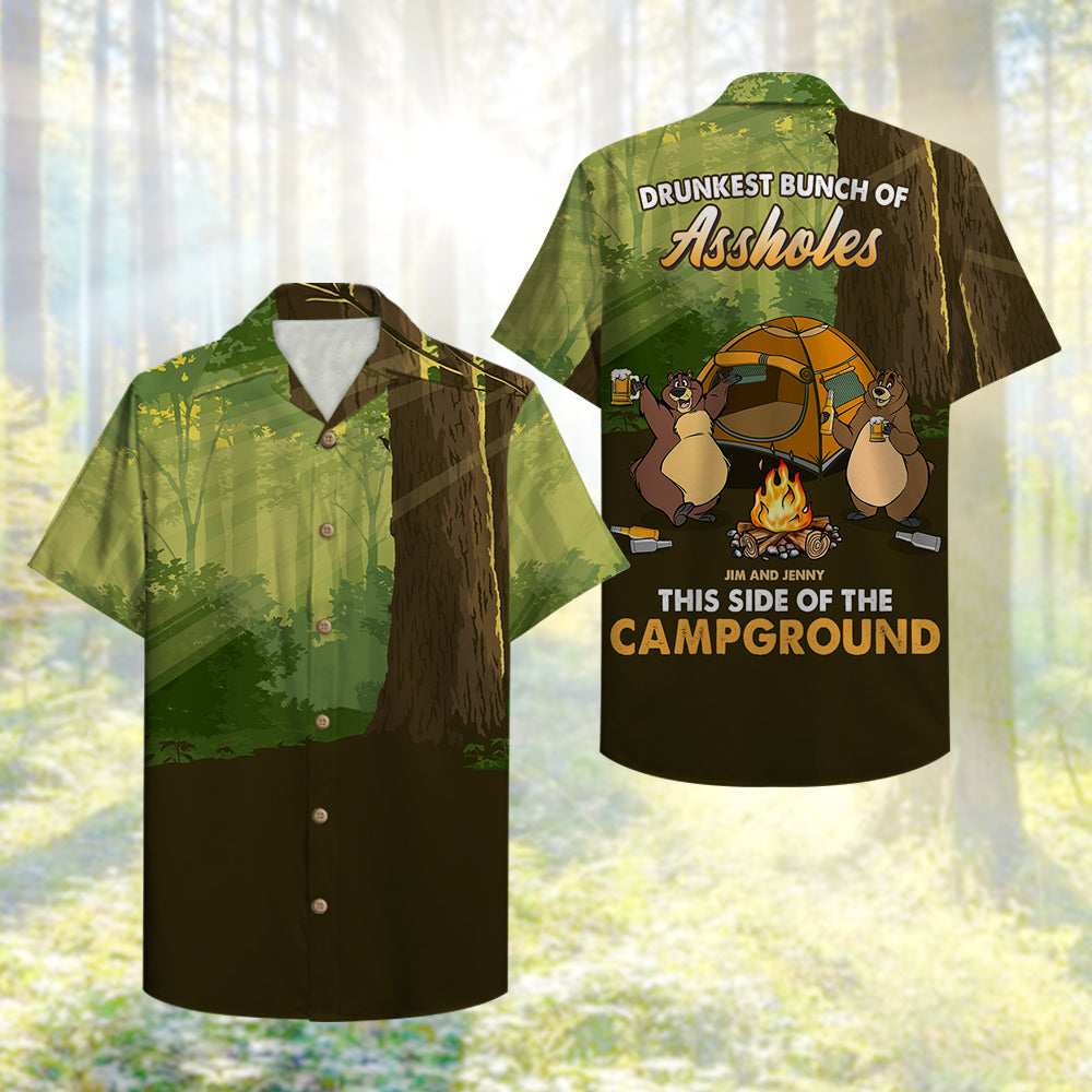 litzzy Personalized Camping Bears Hawaiian Shirt - Drunkest Bunch Of Assholes Hawaiian Shirt For Men, Woman, Litzzy Aloha Shirt Hawaiian Shirt   