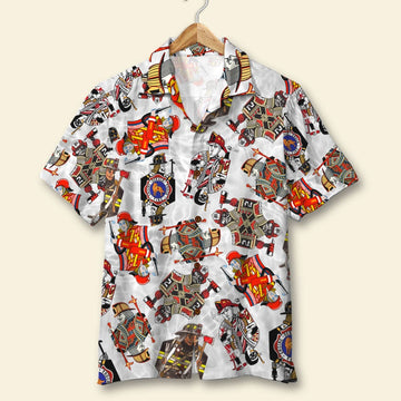 litzzy Firefighter Playing Card Hawaiian Shirt, Aloha Shirt, Gift For Him Hawaiian Shirt For Men, Woman, Litzzy Aloha Shirt Hawaii Shirt   