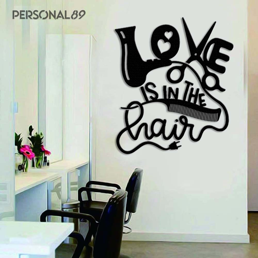 litzzy Beauty Hair Stylist Love is in The Hair - Salon Metal Sign - Custom metal signs - Metal Monogram Sign for Home Decor    