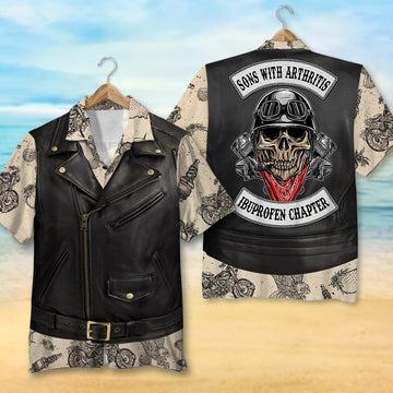 litzzy Biker Sons of Arthritis Ibuprofen Chapter Hawaiian Shirt Gift For Bike Lovers Hawaiian Shirt For Men, Woman, Litzzy Aloha Shirt Hawaiian Shirt   