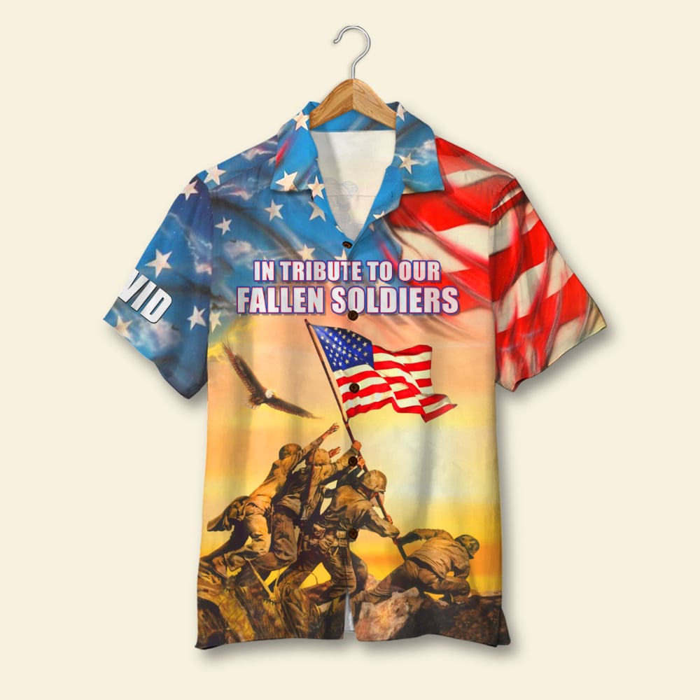 litzzy In Tribute To Our Fallen Soldiers Personalized 4th of July Hawaiian Shirt Gift For Him Hawaiian Shirt For Men, Woman, Litzzy Aloha Shirt Hawaii Shirt   