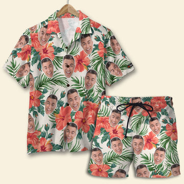 litzzy Custom Hawaiian Shirt and Beach Shorts, Gift For Him, Laughing Man Hawaiian Shirt For Men, Woman, Litzzy Aloha Shirt Hawaiian Shirt   