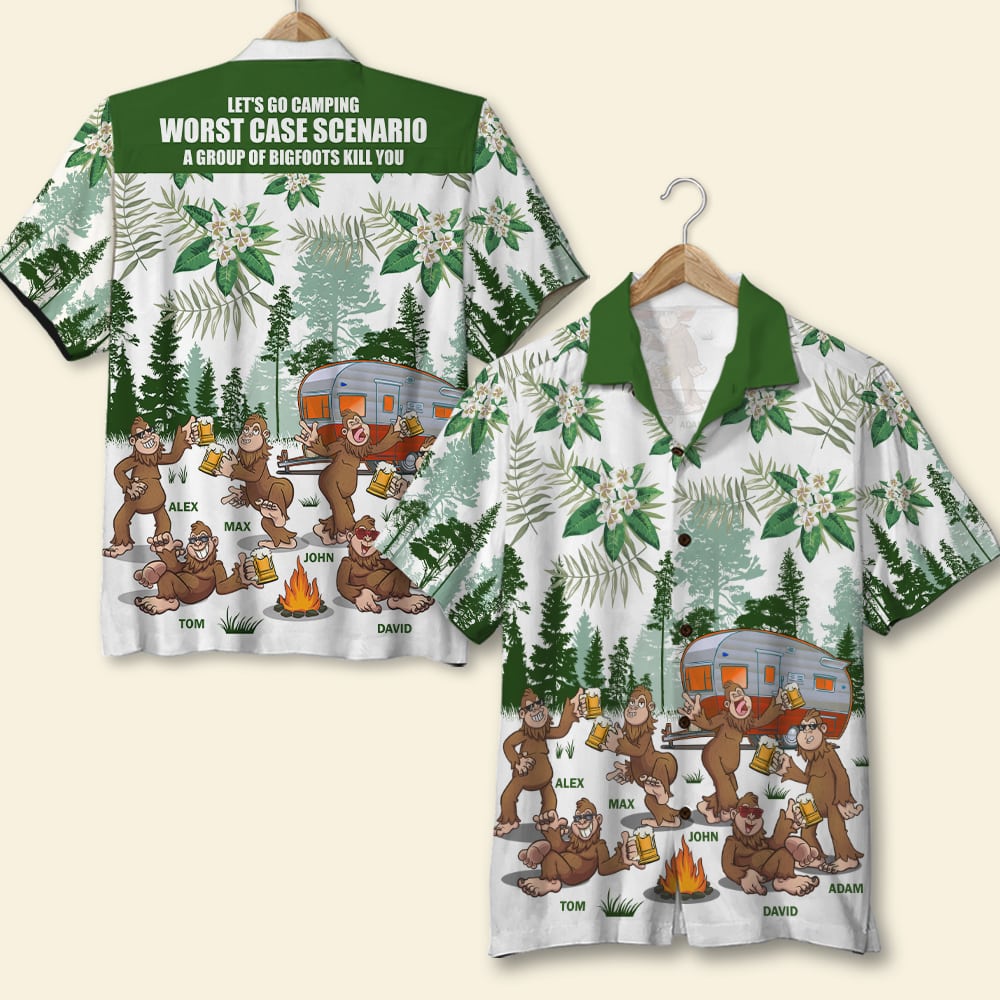 litzzy Let's Go Camping Worst Case Scenario A Group Of Bigfoots Kill You Personalized Hawaiian Shirt Hawaiian Shirt For Men, Woman, Litzzy Aloha Shirt Hawaii Shirt   