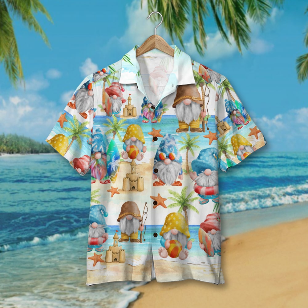 litzzy Personalized Gnome Hawaiian Shirt, Beach Pattern, Gift For Friends, Family Hawaiian Shirt For Men, Woman, Litzzy Aloha Shirt Hawaii Shirt   