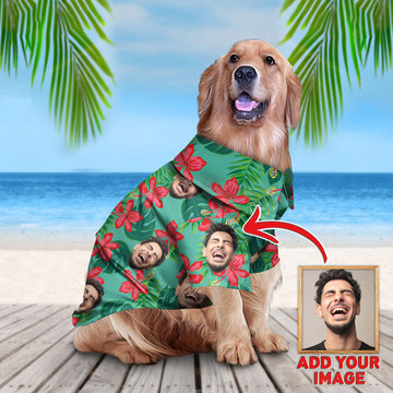 litzzy Custom Hawaiian Shirt For Pet Red And Green Pattern, dog hawaiian shirt Pet Hawaiian Shirt   