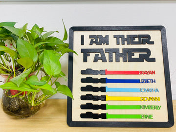 litzzy Personalized Name Puzzle Frame with Lightsaber Pattern for Father's Day HM223 Custom Wooden Sign   