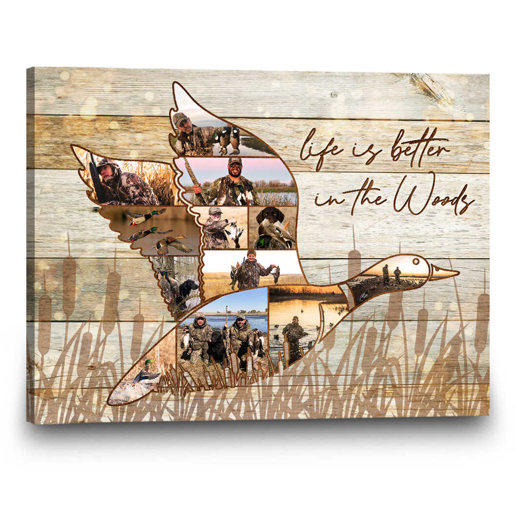 litzzy Duck Hunting Photo Collage Canvas, Personalized Gift For Duck Hunter, Waterfowl Wall Art Canvas Wall Art Wrapped Canvas 11"x14" 