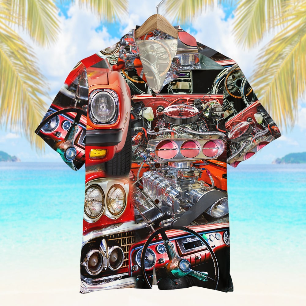 litzzy Muscle Car Hawaiian Shirt - Car Engine Pattern Hawaiian Shirt For Men, Woman, Litzzy Aloha Shirt Hawaii Shirt   