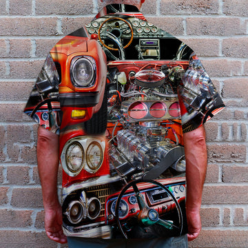 litzzy Muscle Car Hawaiian Shirt - Car Engine Pattern Hawaiian Shirt For Men, Woman, Litzzy Aloha Shirt Hawaii Shirt   