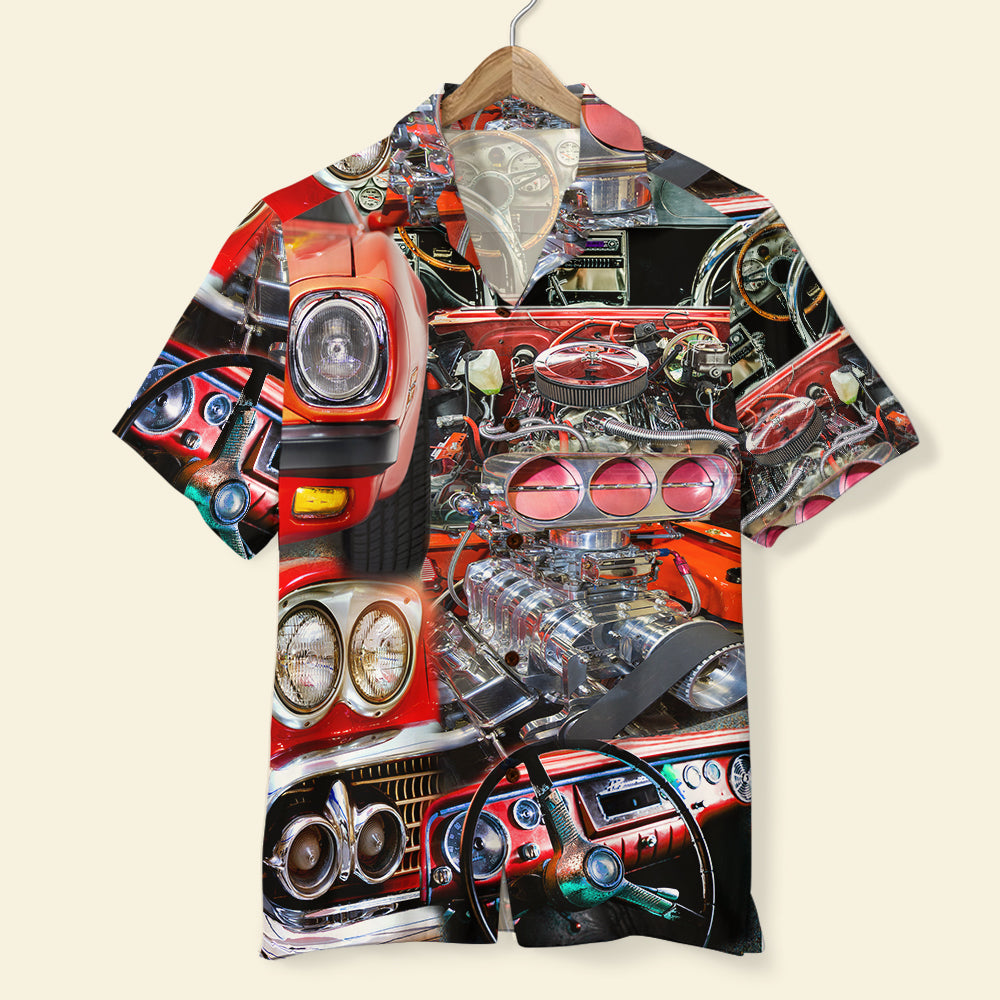 litzzy Muscle Car Hawaiian Shirt - Car Engine Pattern Hawaiian Shirt For Men, Woman, Litzzy Aloha Shirt Hawaii Shirt   