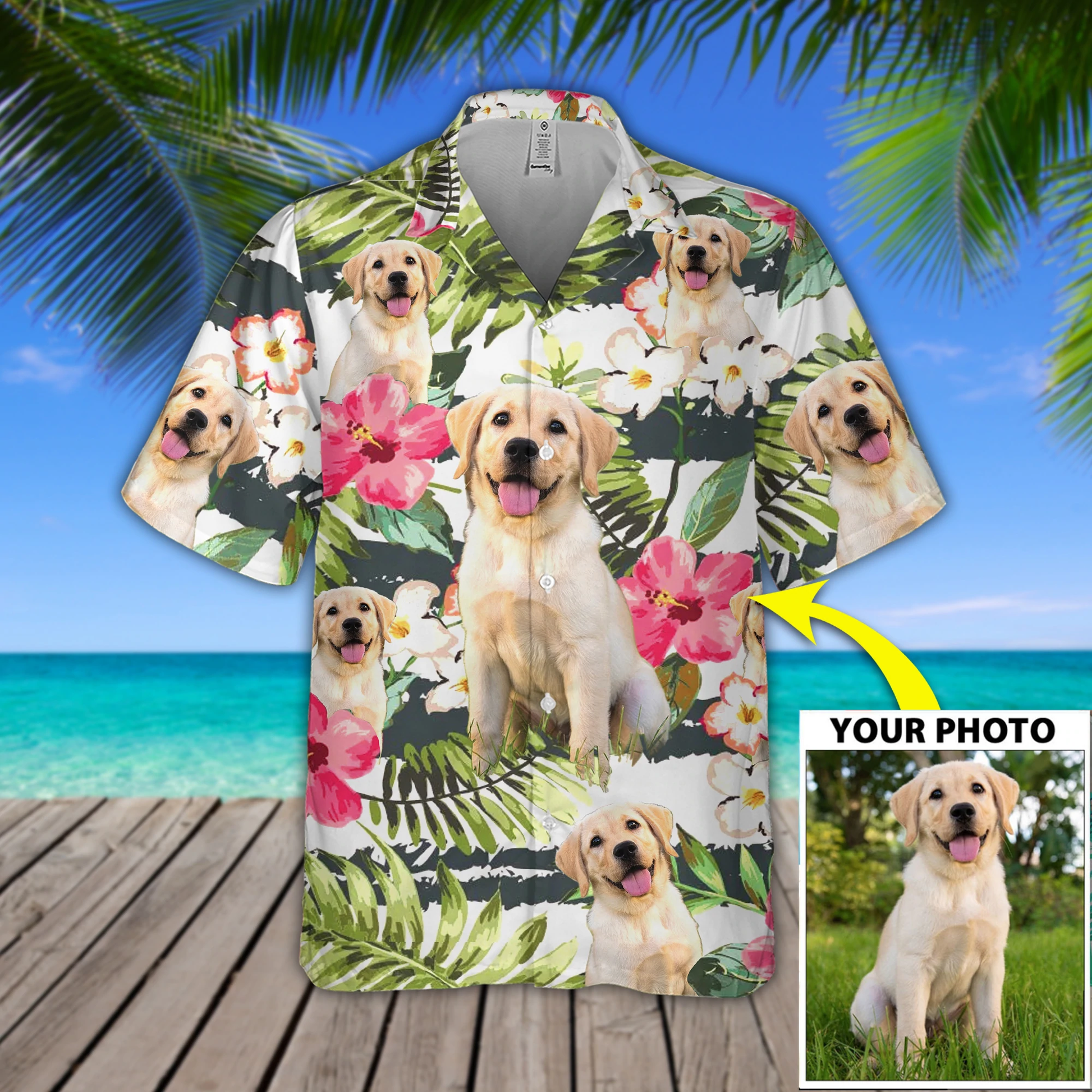 litzzy Custom Image Dog Flower Hawaiian Shirt, Dog aloha shirt for men, Hawaii shirt woman, Gift for Dog Lovers - Aloha shirt Hawaiian Hawaii Shirt For Summer Hawaii Shirt   