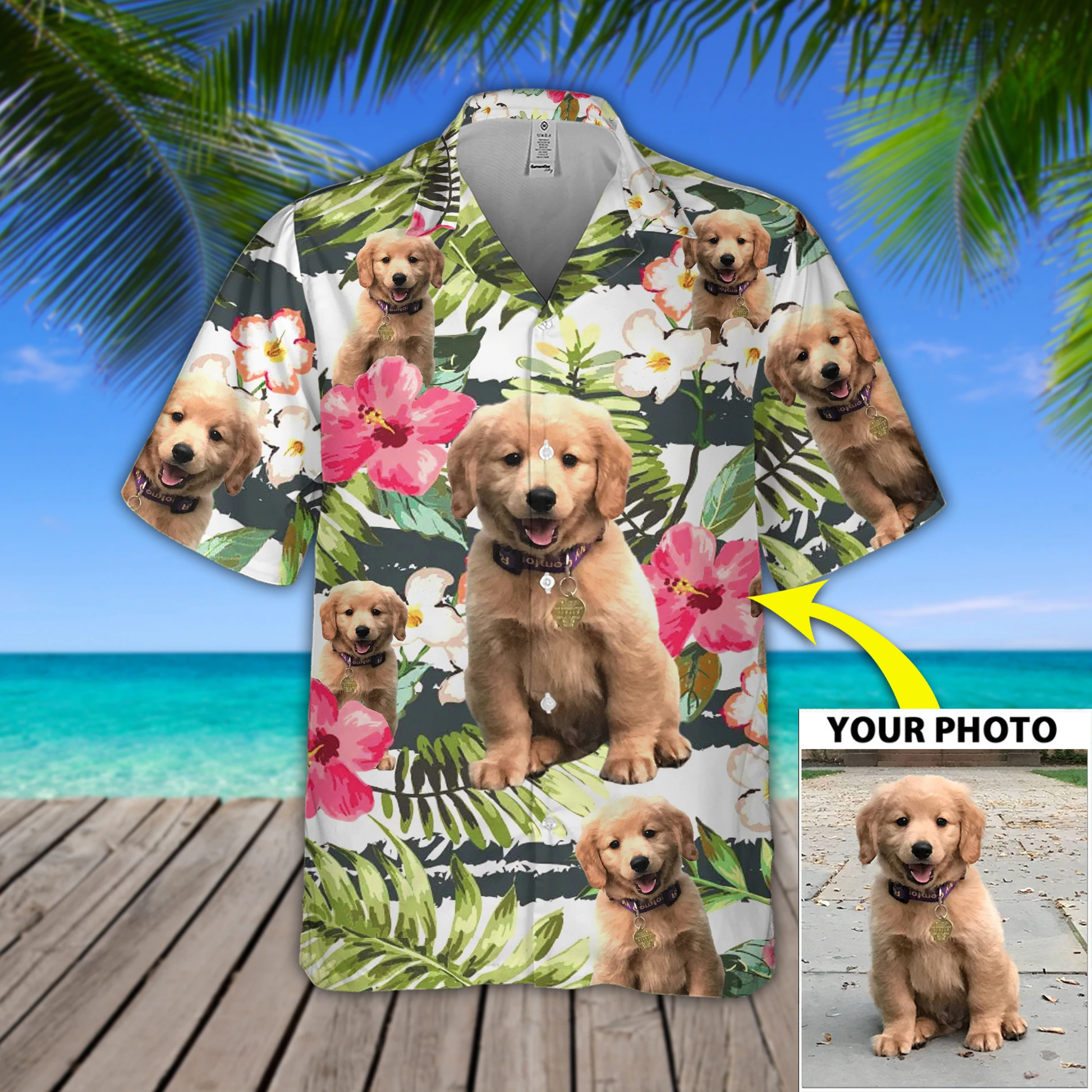 litzzy Custom Image Dog Flower Hawaiian Shirt, Dog aloha shirt for men, Hawaii shirt woman, Gift for Dog Lovers - Aloha shirt Hawaiian Hawaii Shirt For Summer Hawaii Shirt   