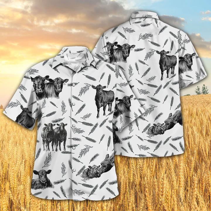 litzzy Black Angus Pattern - Hawaiian Shirt, Animal Farm Cow Hawaiian Shirts For Men, women - Aloha shirt Hawaiian Hawaii Shirt For Summer Hawaii Shirt   
