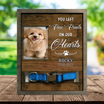 litzzy You Left Paw Prints On My Heart Printed Photo Loss Of Pet, Gifts For Loss Of Dog Pet Picture Frame Style 1 8.7 x 10.6 