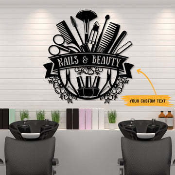 litzzy Beauty hair nails salon - Personalized Cut Metal Sign - Custom metal signs - Metal Monogram Sign for Home Decor    