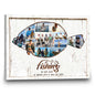 litzzy Flounder Fishing Photo Collage Canvas Gift For Fishing Lovers Canvas Wall Art   
