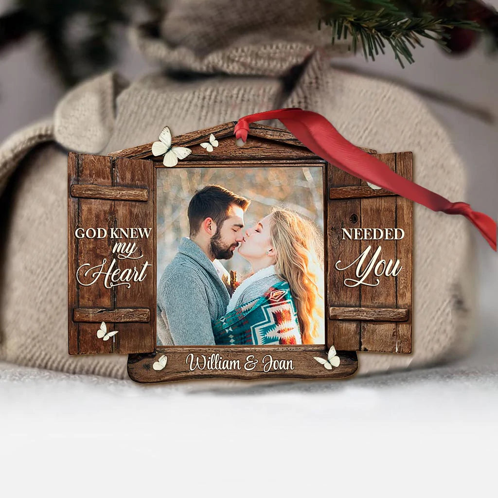 litzzy Personalized Christmas Couple Ornament - Custom Ornament Love Gift - God Knew My Heart -Litzzy Design Ornament   