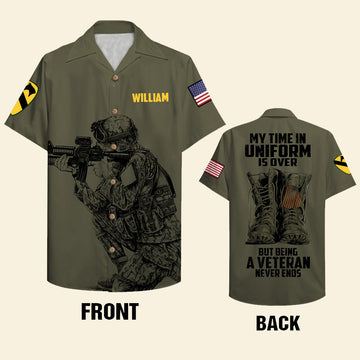 litzzy Custom Military Unit - Personalized Veteran Hawaiian Shirt - My Time In Uniform Is Over Hawaiian Shirt For Men, Woman, Litzzy Aloha Shirt Hawaii Shirt   