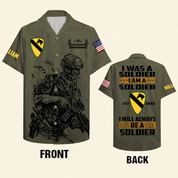 litzzy I Will Always Be A Soldier, Personalized Veteran Hawaiian Shirt and Shorts, Custom Military Unit, Military Gifts Hawaiian Shirt For Men, Woman, Litzzy Aloha Shirt Hawaii Shirt   