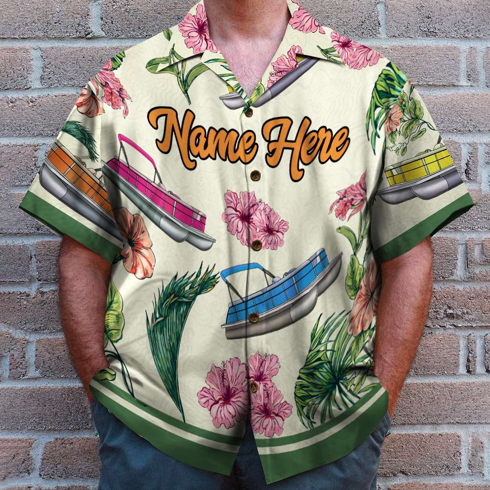 litzzy Personalized Pontoon Couple Hawaiian Shirt - I'm The Captain Of This Pontoon - Floral Pattern Fol7-Vd1 Hawaiian Shirt For Men, Woman, Litzzy Aloha Shirt Hawaiian Shirt   