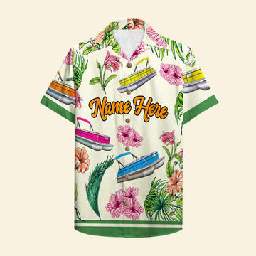 litzzy Personalized Pontoon Couple Hawaiian Shirt - I'm The Captain Of This Pontoon - Floral Pattern Fol7-Vd1 Hawaiian Shirt For Men, Woman, Litzzy Aloha Shirt Hawaiian Shirt   